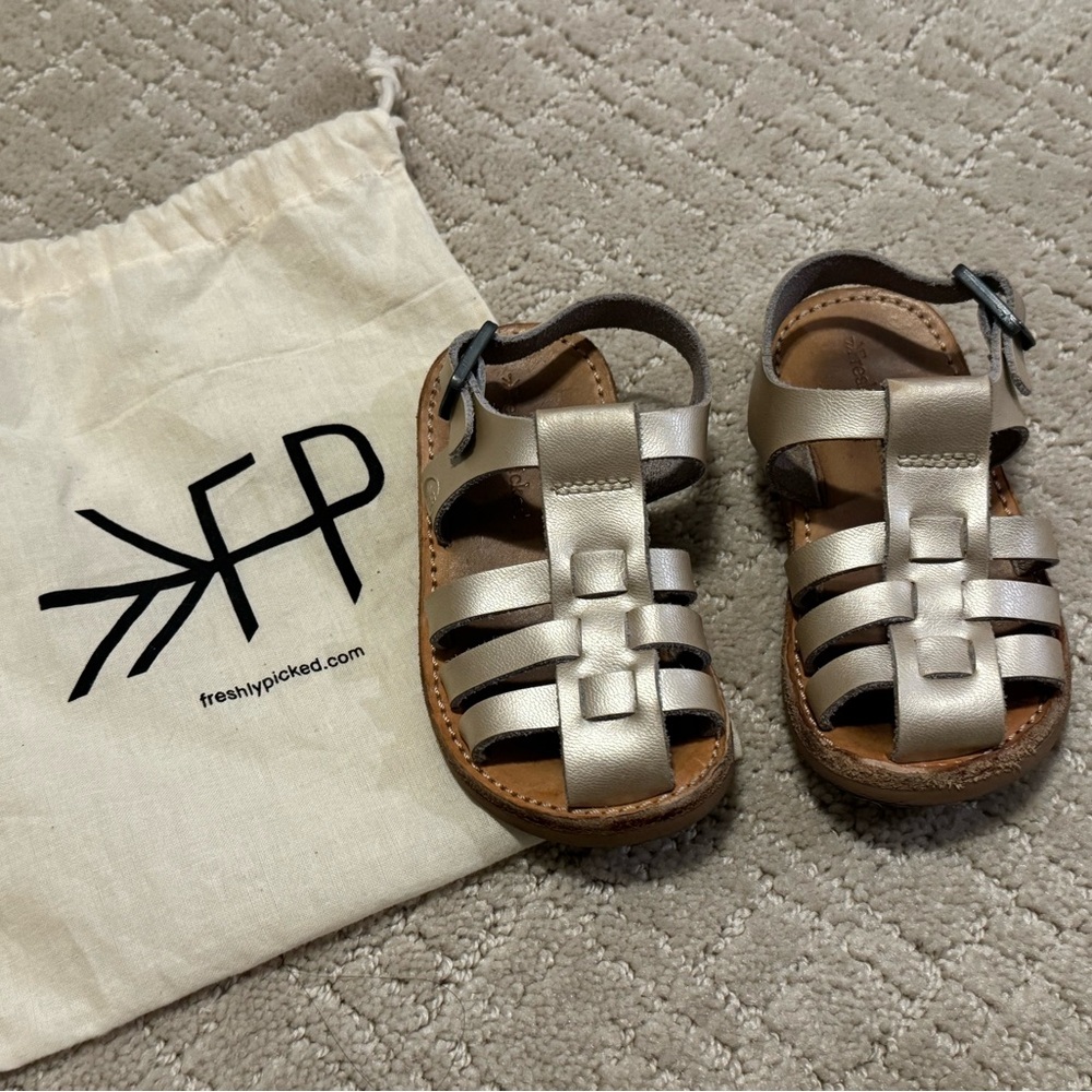 Freshly Picked Toddler Gladiator Sandal Gold Silver Metallic 5T